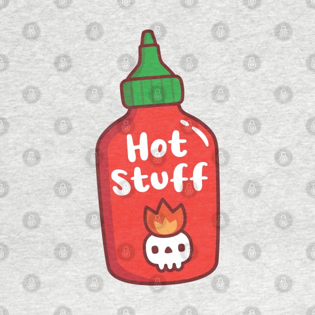 Hot Stuff Skull On Fire Spicy Chili Sauce Bottle by rustydoodle